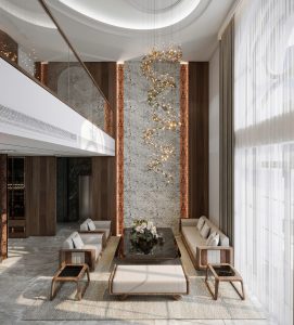 phòng khách tân cổ điển bằng gỗ