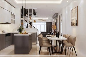phòng khách và bếp thông nhau